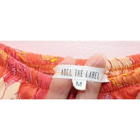 Abel The Label M Floral Ruffled Tiered Maxi Dress Boho Flower Power Orange Pink - Picture 4 of 7